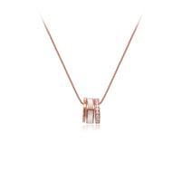 CHOMEL Cubic Zirconia and Mother of Pearl 3 Circle Pendant on Rosegold Necklace