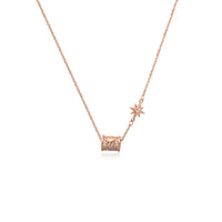 CHOMEL Cubic Zirconia Tunnel and Starburst Rosegold Necklace.