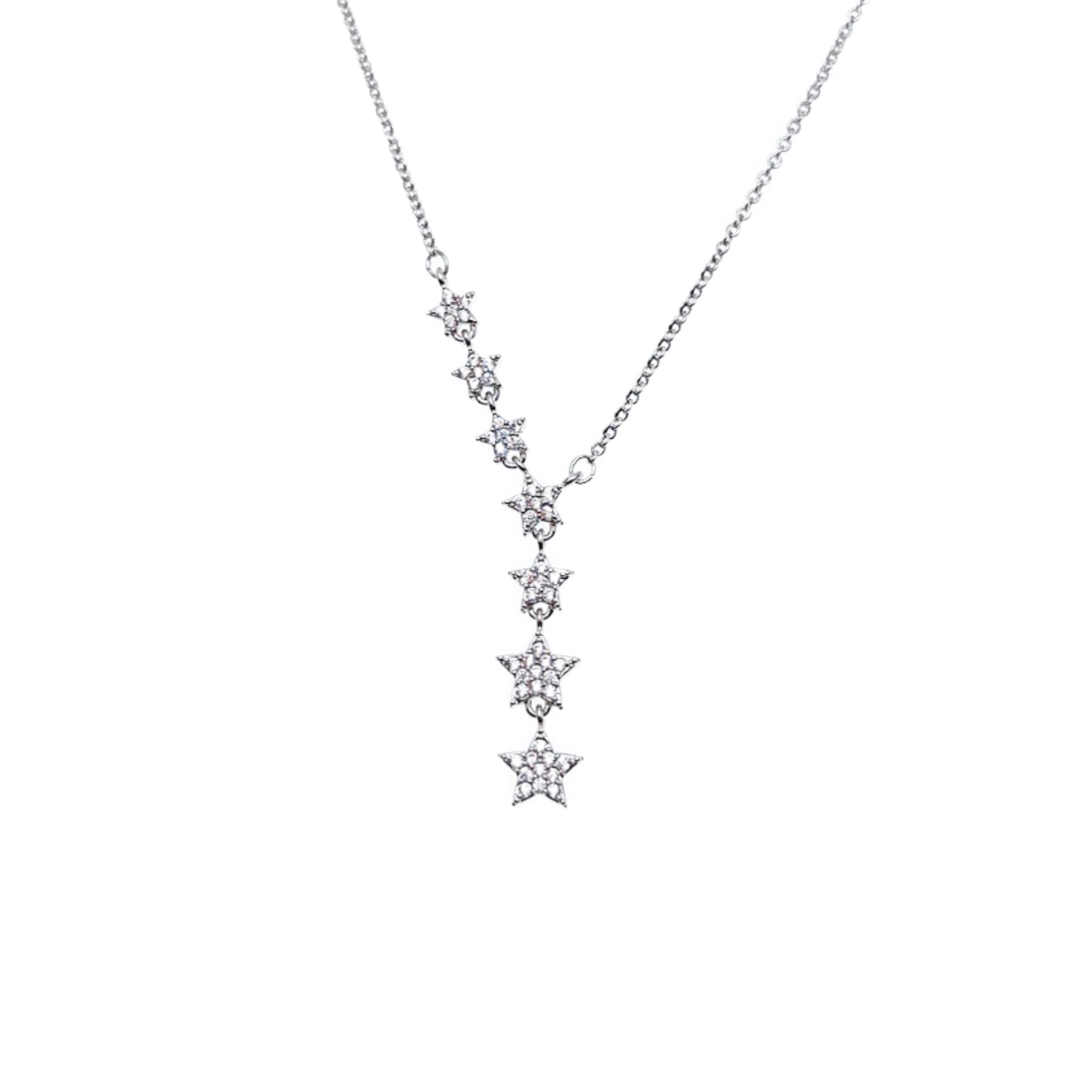 CHOMEL Cubic Zirconia Star Rhodium Necklace