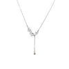 CHOMEL Cubic Zirconia Leaf Rhodium Necklace