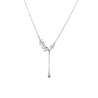 CHOMEL Cubic Zirconia Leaf Rhodium Necklace