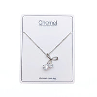 CHOMEL Cubic Zirconia Ribbon Rhodium Necklace