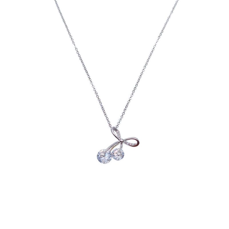 CHOMEL Cubic Zirconia Ribbon Rhodium Necklace