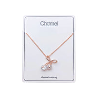 CHOMEL Cubic Zirconia Ribbon Rosegold Necklace