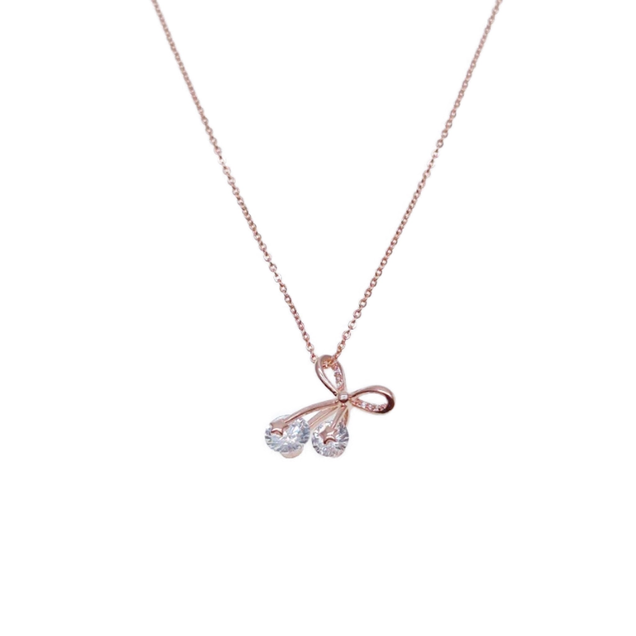 CHOMEL Cubic Zirconia Ribbon Rosegold Necklace