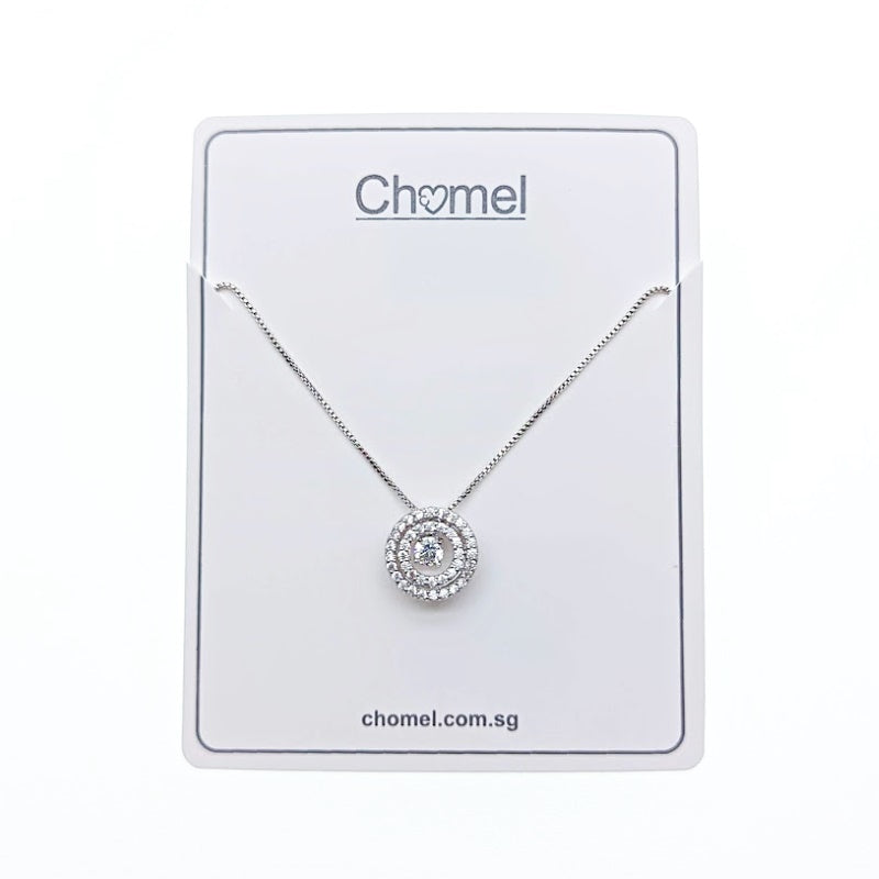 CHOMEL Cubic Zirconia Round Rhodium Necklace