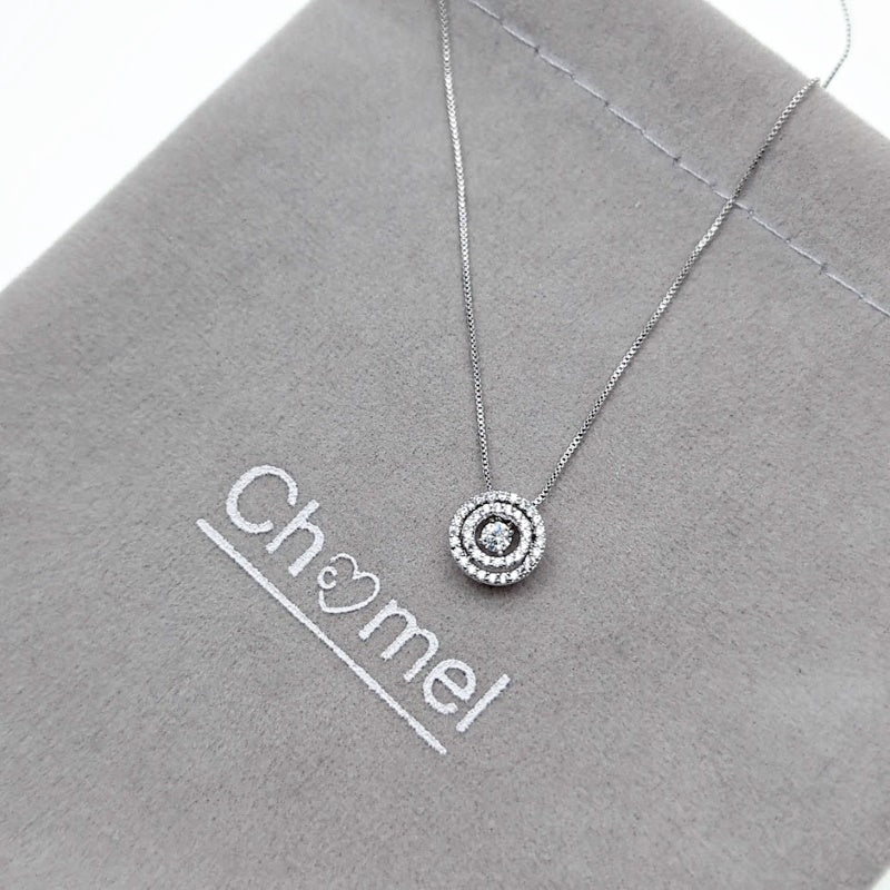 CHOMEL Cubic Zirconia Round Rhodium Necklace