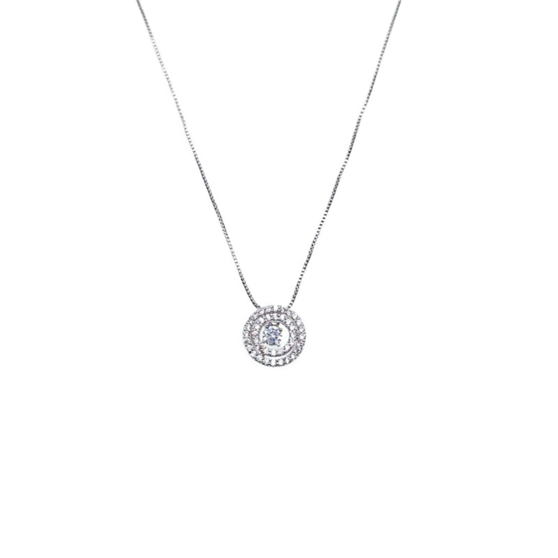 CHOMEL Cubic Zirconia Round Rhodium Necklace