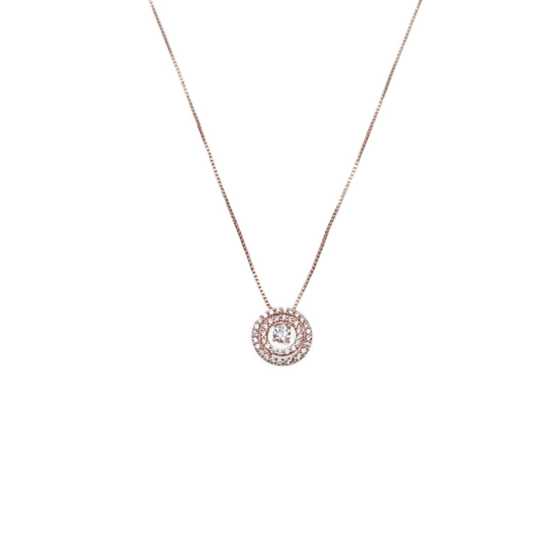 CHOMEL Cubic Zirconia Round Rosegold Necklace