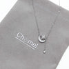 CHOMEL Mother of pearl, cubic zirconia moon & star rhodium necklace