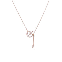 Chomel mother of pearl, cubic zirconia moon & star rosegold necklace