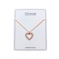 CHOMEL Cubic Zirconia Heart Rosegold Necklace