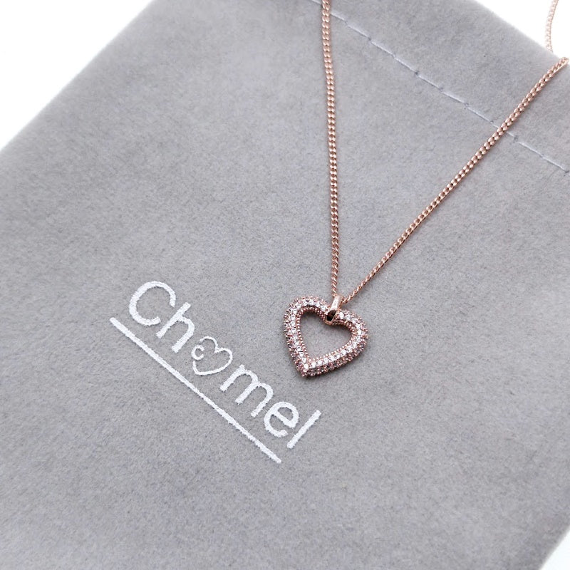 CHOMEL Cubic Zirconia Heart Rosegold Necklace