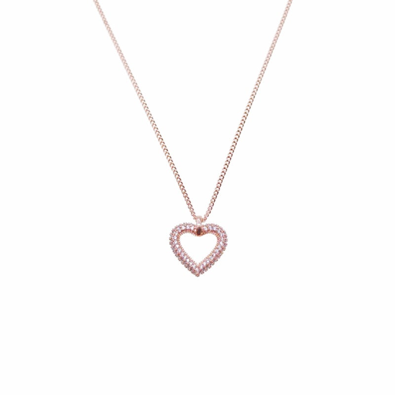 CHOMEL Cubic Zirconia Heart Rosegold Necklace