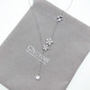 CHOMEL Cubic Zirconia Flower Rhodium Necklace