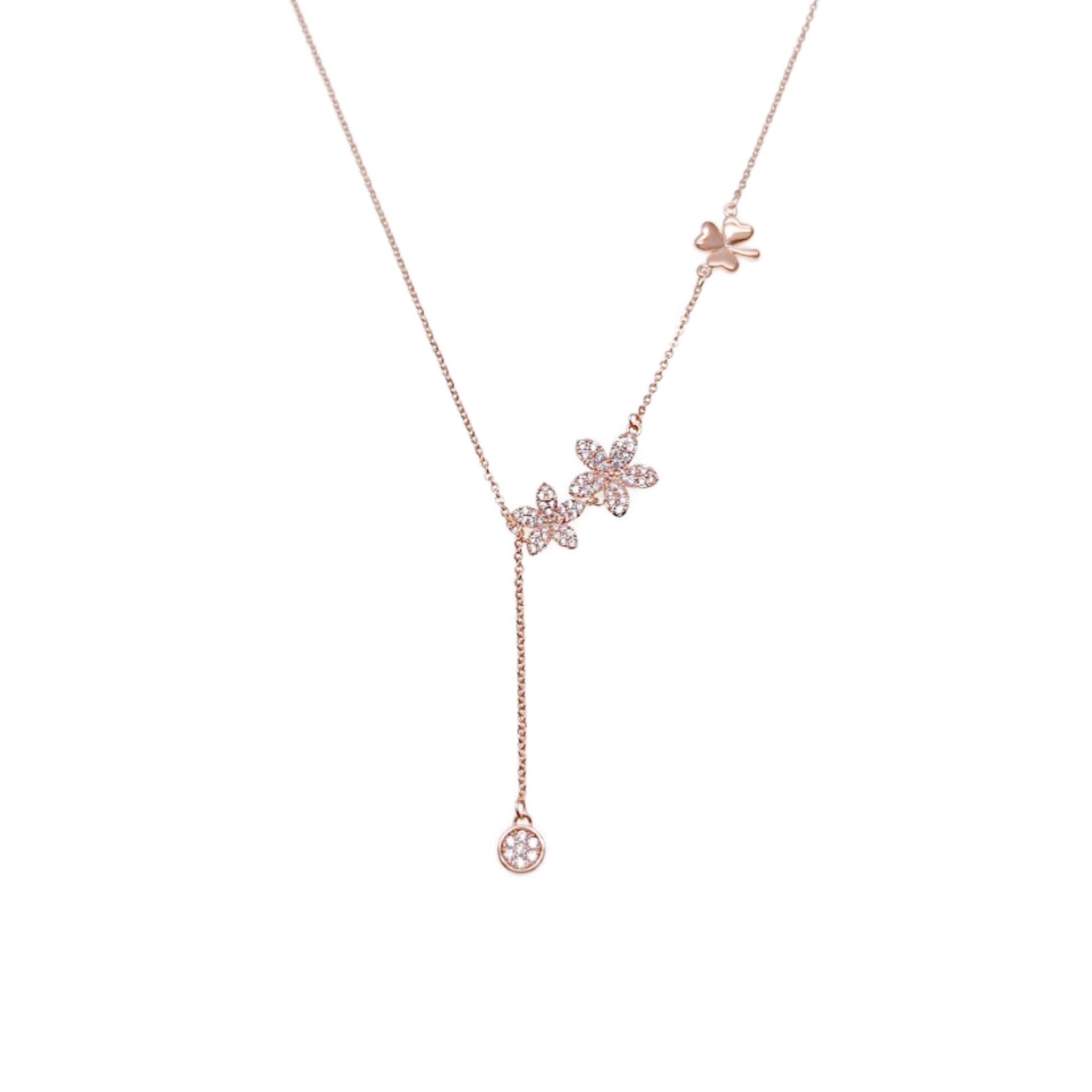 CHOMEL Cubic Zirconia Flower Rosegold Necklace