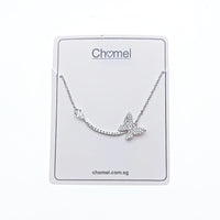 CHOMEL Cubic Zirconia Butterfly Rhodium Necklace