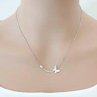 CHOMEL Cubic Zirconia Butterfly Rhodium Necklace