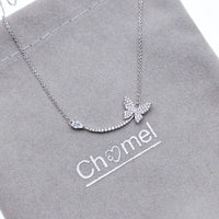 CHOMEL Cubic Zirconia Butterfly Rhodium Necklace