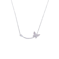 CHOMEL Cubic Zirconia Butterfly Rhodium Necklace