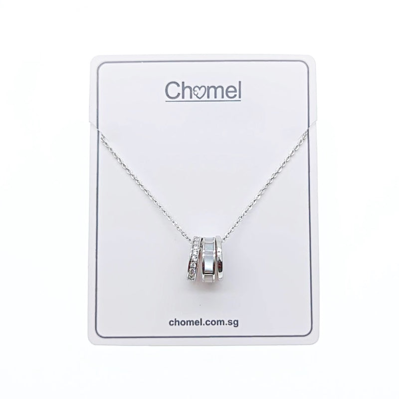 Circle Mother of Pearl & Cubic Zirconia Necklace - CHOMEL