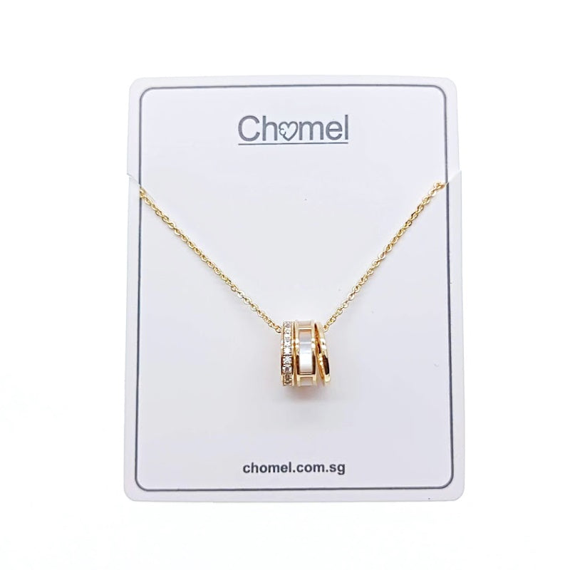 Circle Mother of Pearl & Cubic Zirconia Necklace - CHOMEL