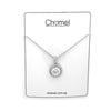 CHOMEL Cubic Zirconia Round Pendant on Rhodium Necklace.