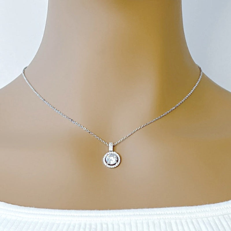 Cubic Zirconia Pendant Necklace - CHOMEL