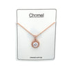 CHOMEL Cubic Zirconia Round Pendant on Rosegold Necklace.