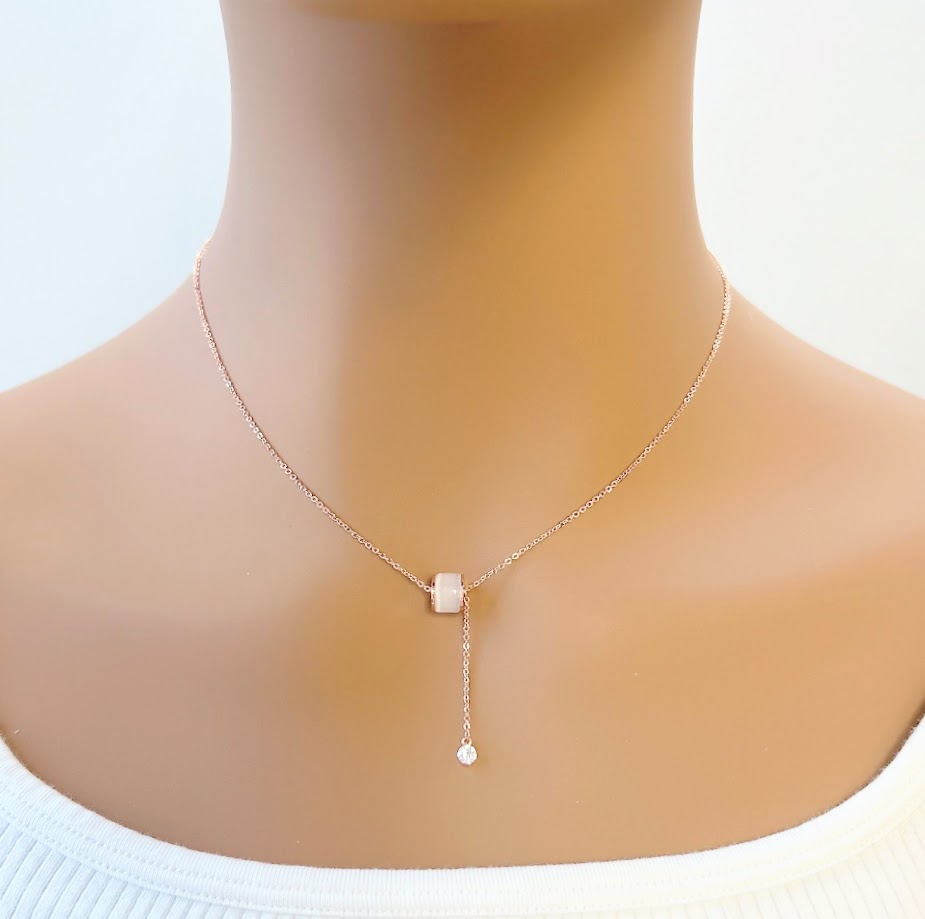 Tunnel Simulated Moonstone Necklace - CHOMEL