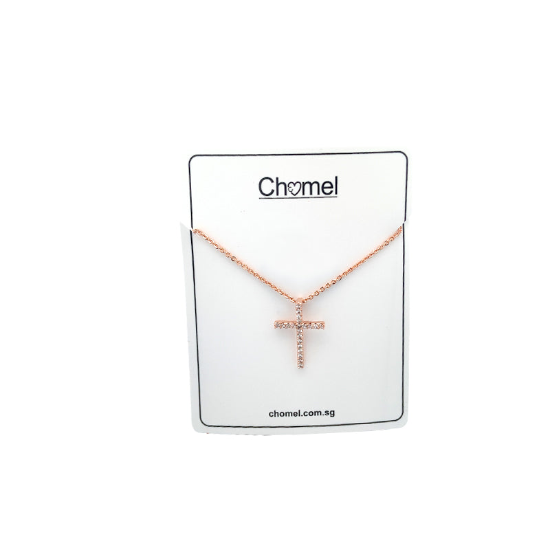 CHOMEL Cubic Zirconia Cross Rosegold Necklace.