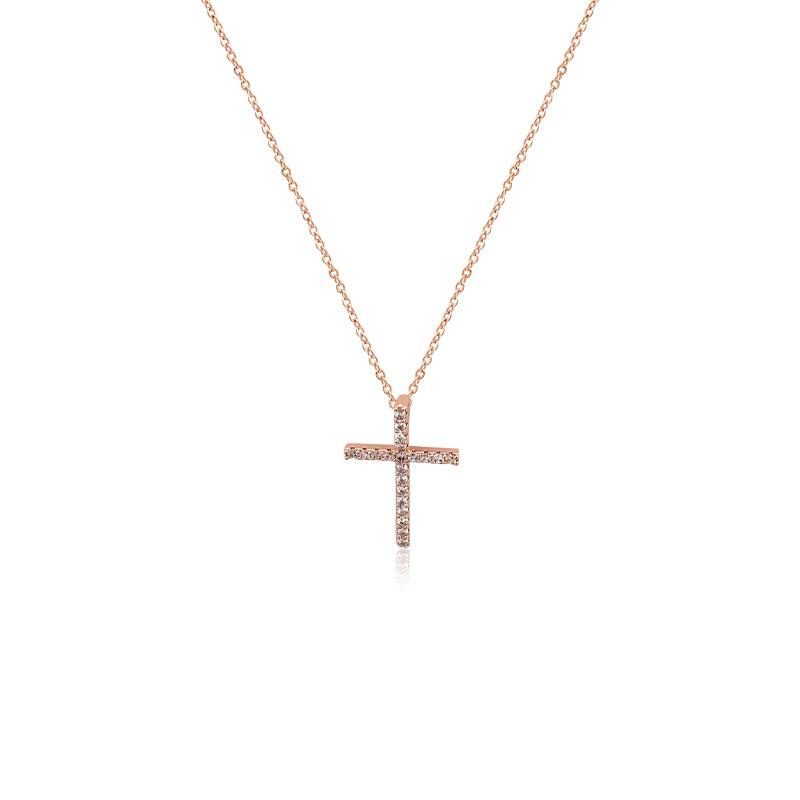 CHOMEL Cubic Zirconia Cross Rosegold Necklace.