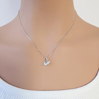 Heart and Gingko Leaf Cubic Zirconia Necklace - CHOMEL