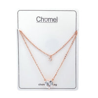 CHOMEL Cubic Zirconia Heart Rosegold Necklace.