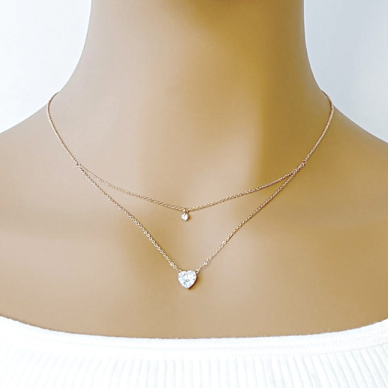Heart Cubic Zirconia Necklace - CHOMEL