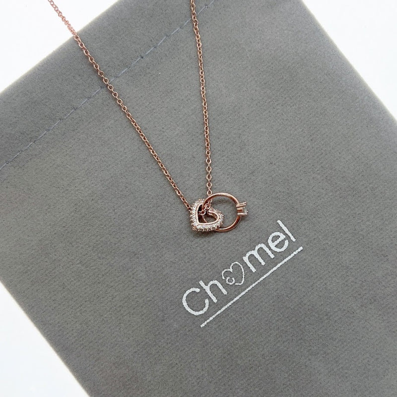 Interlocking Heart & Ring Necklace - CHOMEL
