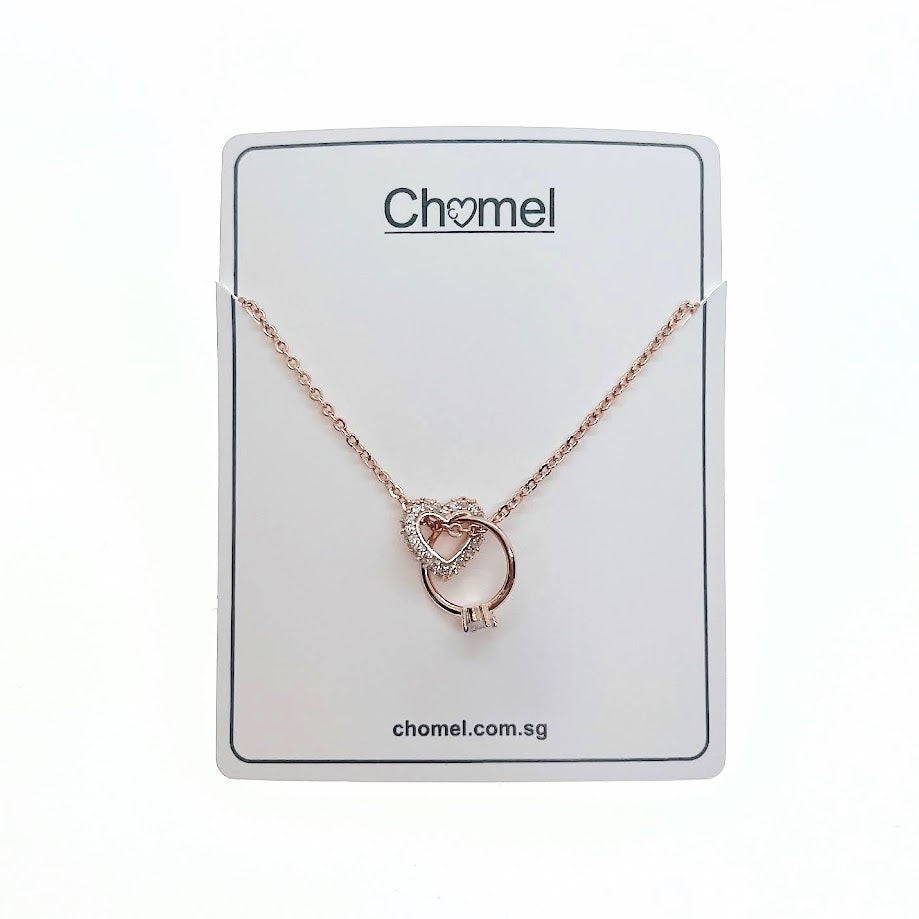 Interlocking Heart & Ring Necklace - CHOMEL