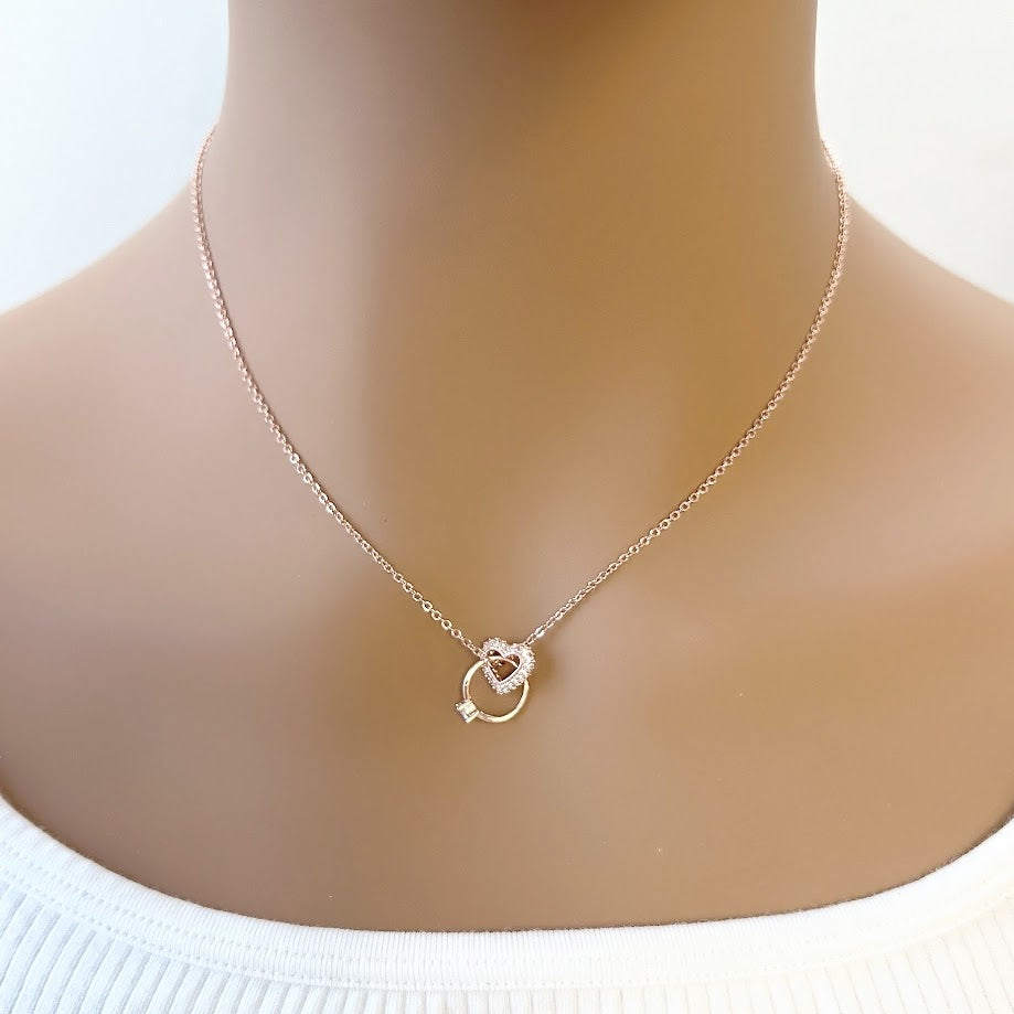 Interlocking Heart & Ring Necklace - CHOMEL