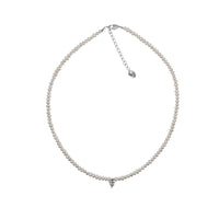 Freshwater Pearl Choker with Cubic Zirconia Heart Pendant - CHOMEL