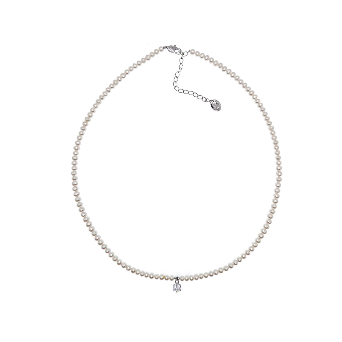 Freshwater Pearl Choker with CZ Pendant - CHOMEL