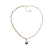 Freshwater Pearl and Chain Necklace with Heart Pendant - CHOMEL