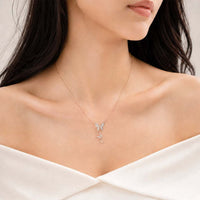 Rose gold Butterfly Mother of Pearl Necklace with triple cubic zirconia butterfly pendants on adjustable chain