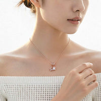 Rosegold Butterfly Pendant Necklace with Cubic Zirconia Star and Moveable Slider Rings