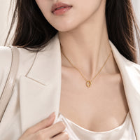 互扣环方晶锆石项链