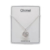 Flower Cubic Zirconia Pendant on Rhodium Necklace