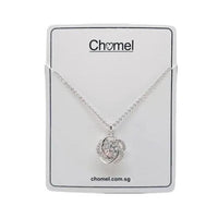 Flower Cubic Zirconia Pendant on Rhodium Necklace