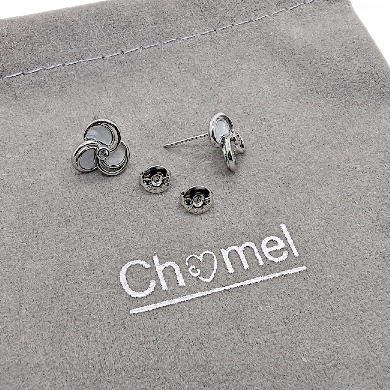 Flower Mother of Pearl Rhodium Earrings - CHOMEL