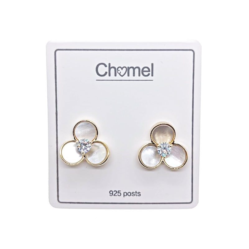 Flower Mother of Pearl Gold Earrings - CHOMEL