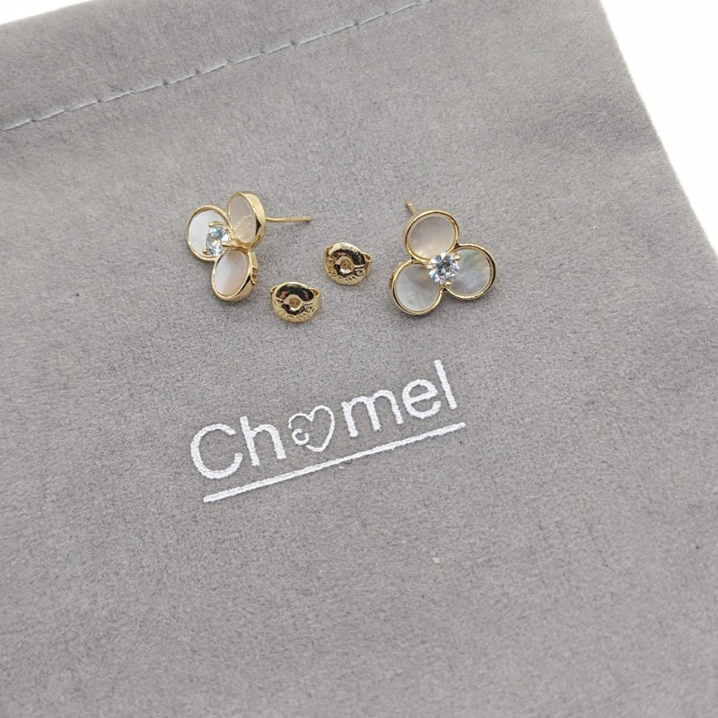 Flower Mother of Pearl Gold Earrings - CHOMEL