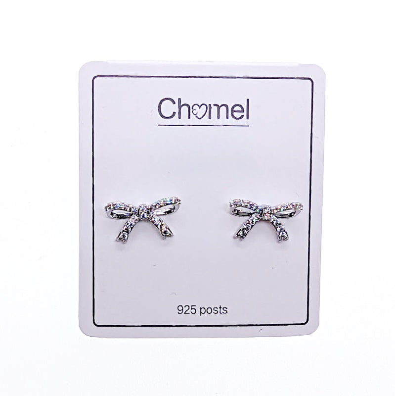 Ribbon Cubic Zirconia Earrings - CHOMEL
